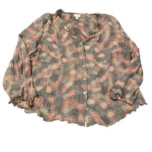 J. Jill Womens Button Up Multicolor Size PL 100% Rayon Long Sleeve